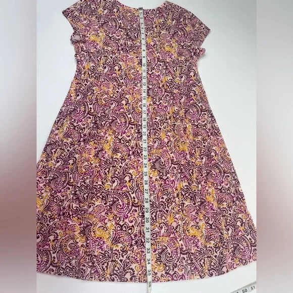 Sahalie Cap Sleeve Stretch Paisley Batik Jersey Stretch Dress Womens Large - Picture 7 of 9
